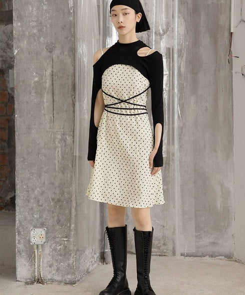 Cutout Layered Top & Dot Dress Co-ord